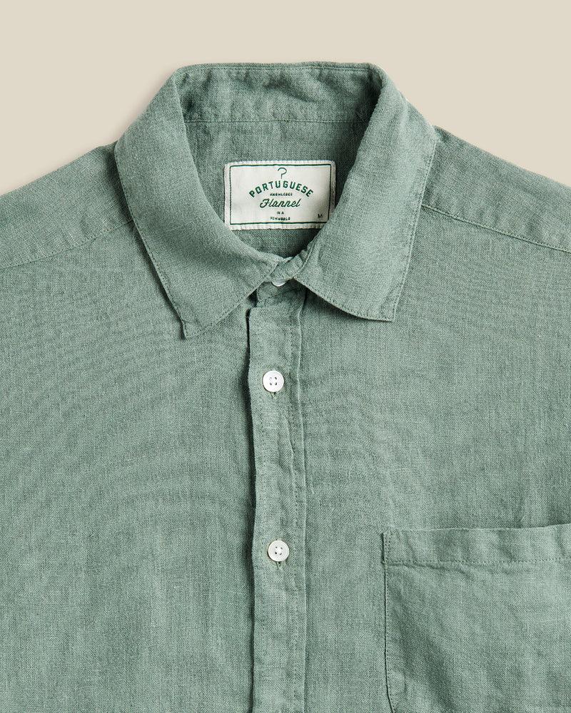 Portuguese Flannel Dry Green Linen Hemd Herren grün 